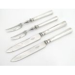 Silver handled fruit / cake forks and knives hallmarked Sheffield 1918. Approx 7 1/4" long Please