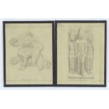 C.S.B., XX, Pencil on paper, A study of the Greek sculpture The Wrestlers, together with a study