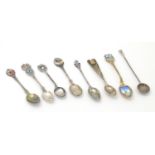 Eight assorted silver, silver plate, white metal etc. souvenir spoons, to include a Scandinavian