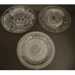 Three commemorative pressed glass plates, commemorating The Coronation of H. M. King George VI &