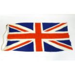Militaria: a mid-20thC Union flag, measuring approximately 32" tall x 64" wide, with attached rope