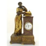 A mid / late 18thC Austrian carved wooden clock / timepiece with a silk suspension movement and