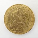 A French Republic 20 franc gold coin, 1913, approx. 6.45g Please Note - we do not make reference