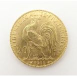 A French Republic 20 franc gold coin, 1913, approx. 6.45g Please Note - we do not make reference