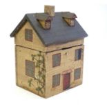 A 21stC box formed as a folk art house with polychrome decoration. Approx. 8 1/2" high Please Note -
