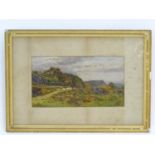 Cyril Ward (1863-1935), English School, Watercolour, A rocky highland landscape with a shepherd