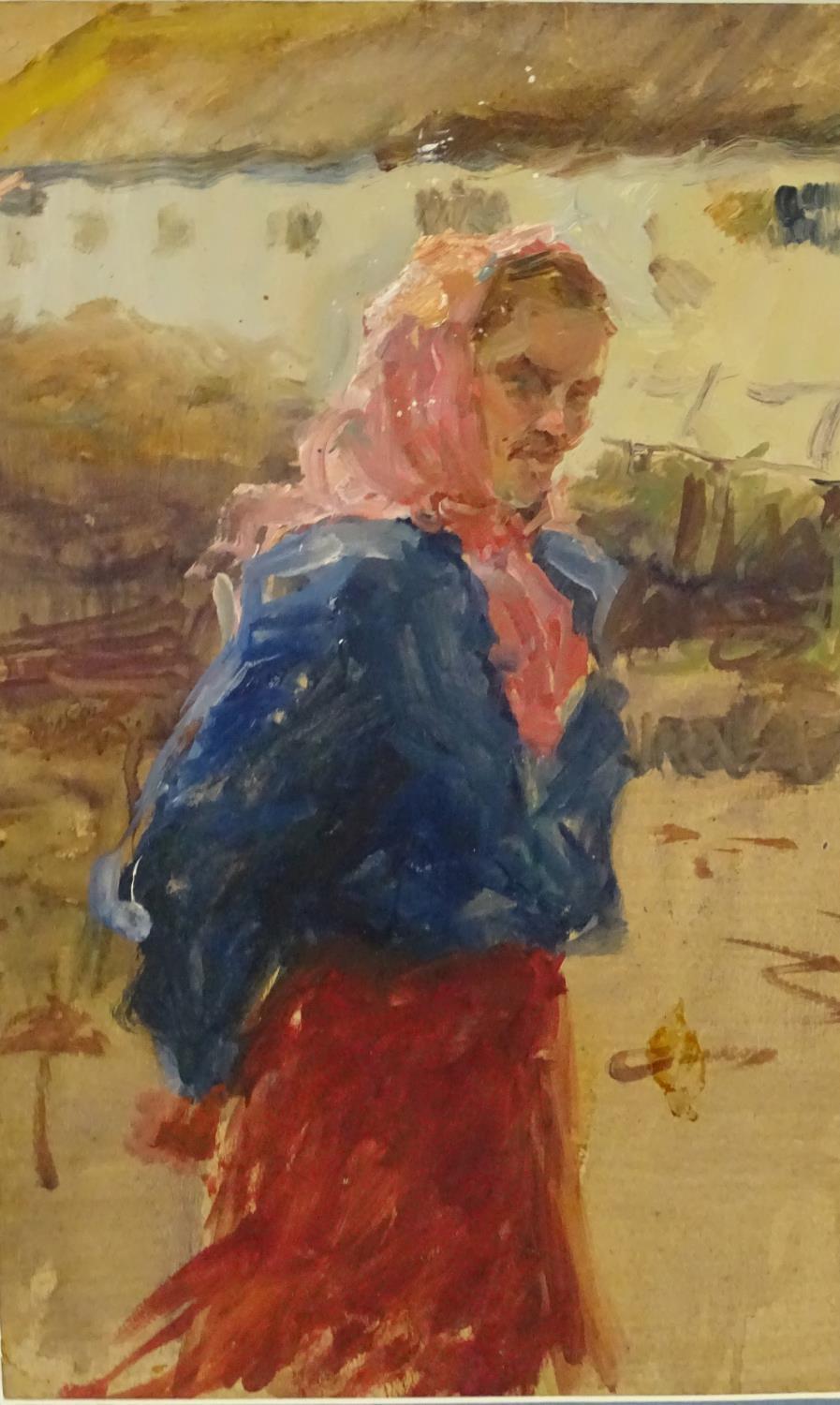 Arkady Grigorievich Pavliuk (1925-2018), Ukrainian / Russian School, Oil on card, 'Milkmaid in - Image 4 of 4