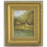 H. Church, XX, English School, Oil on board, Cliveden Ferry, Buckinghamshire, A scene depicting a