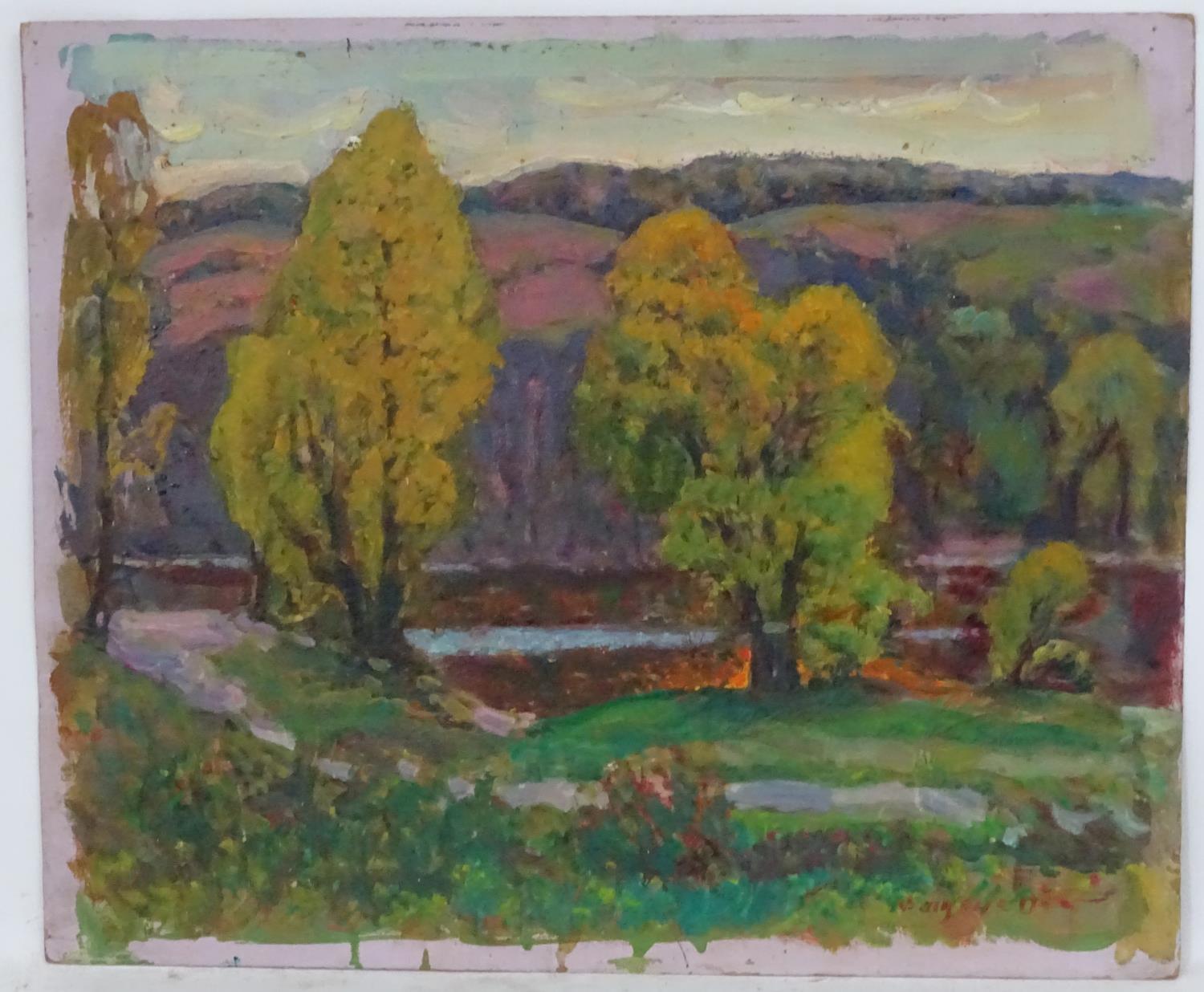 Leonid Gregorievich Fashchenko, (1937-2010), Ukrainian / Russian School, Oil on card, An autumnal - Image 3 of 6