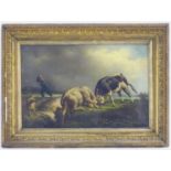 After Jacques-Raymond Brascassat (1804 - 1867), XIX-XX, Oil on canvas, Lutte de Taureaux / A Bull