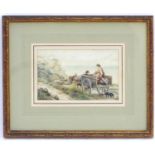 Manner of Myles Birkett Foster (1825-1899), English School, Watercolour, Figures in a horse and cart