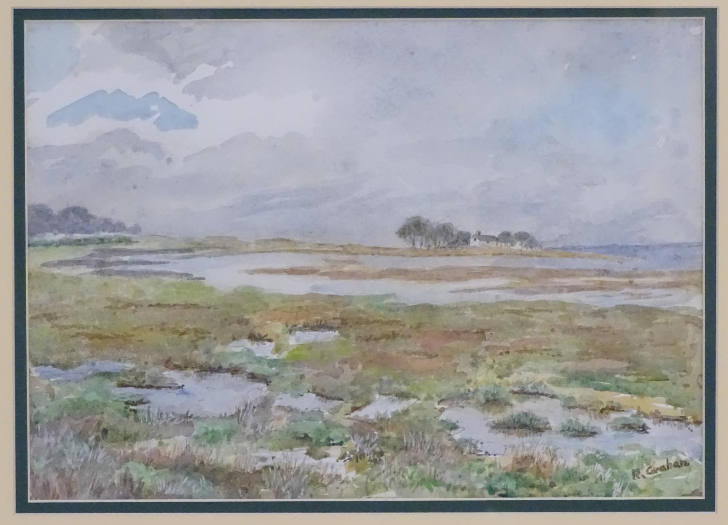 Joyce Platt, XX, Watercolour, Study for Creswick, A farmstead in a landscape with hills beyond. - Image 2 of 6