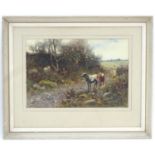 J. G. Morland, XX, Watercolour, Cows on a wooded country path with a figure by a gate and fields