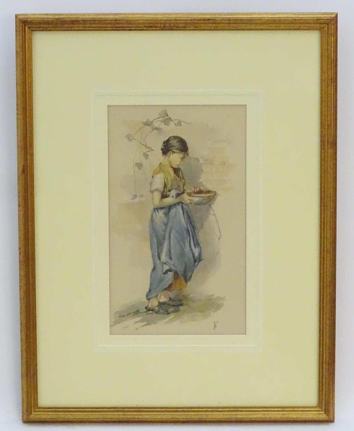 Myles Birket Foster (1825-1899), English School, Watercolour, A portrait of a young woman carrying a