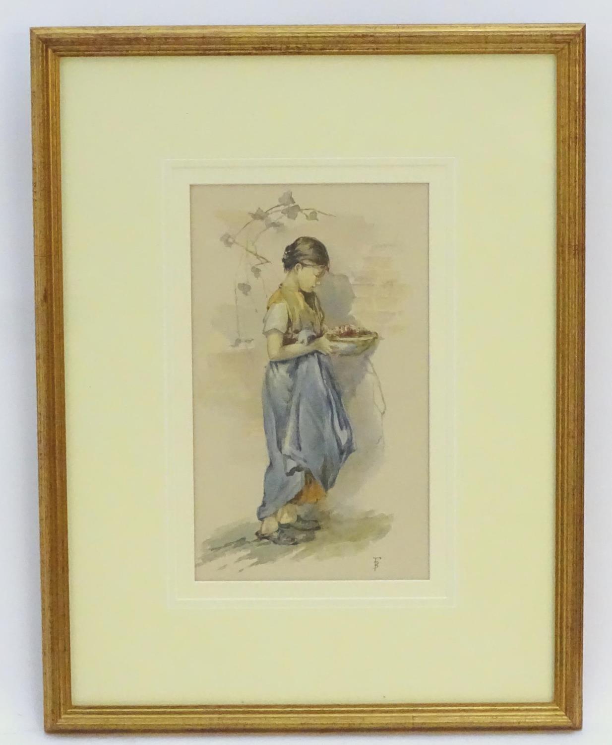 Myles Birket Foster (1825-1899), English School, Watercolour, A portrait of a young woman carrying a - Image 4 of 5