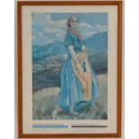 After Augustus John (1878 ? 1961), An original oak framed exhibition poster, The Orange Apron,