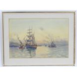 David Martin (1887-1935), Marine School, Watercolour, Tail of the Bank, A shipping scene of boats