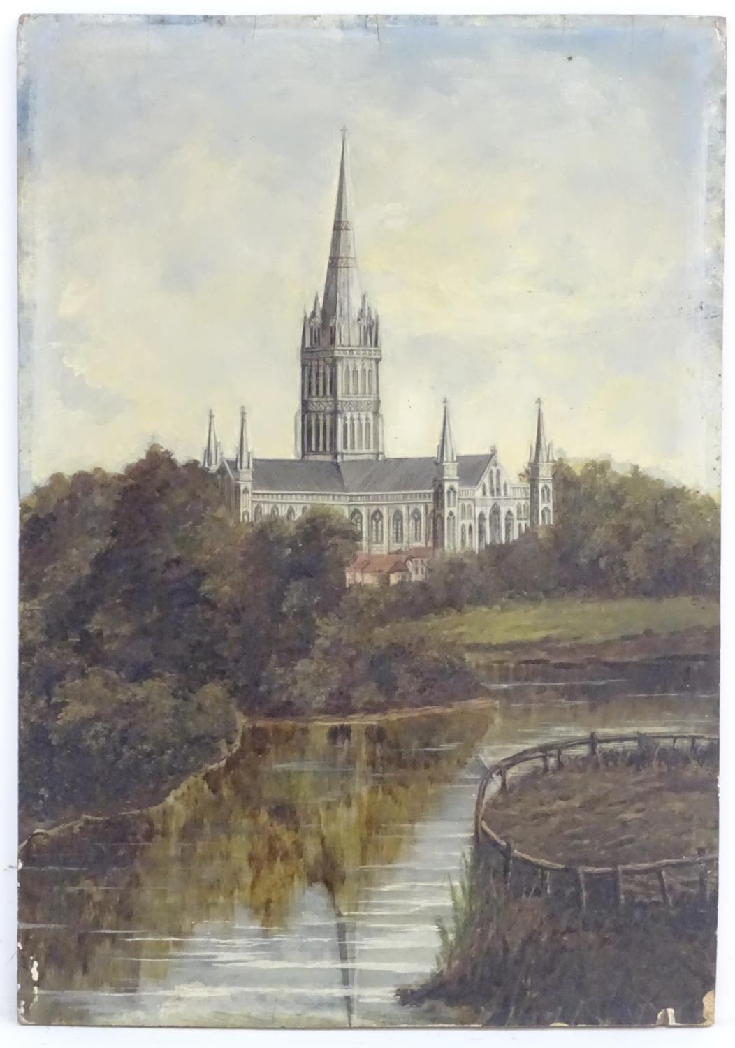 Manner of John Constable (1776-1837), English School, Oil on panel, A view of Salisbury Cathedral - Image 3 of 4