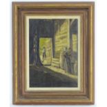 H. J. Thompson, XX, English School, Oil on board, A barn interior scene, with a woman and
