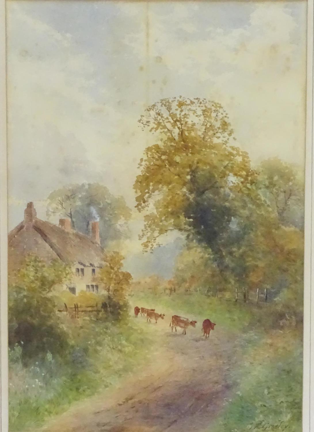 Frank Gresley (1855-1936), English School, Watercolours, a pair, A landscape with cattle / cows - Image 3 of 9