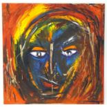 Chieftan Solo, XXI, Oil on board, Two heads are better than one, An abstract composition depicting a