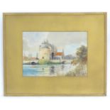 F. van Vollen, XX, Continental School, Watercolour, La Porte D'Ostende, Bruges, A river scene