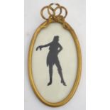 A 19thC silhouette depicting a full length portrait of a Georgian gentleman. Approx. 8 1/2" x 4 3/4"