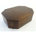A Regency mahogany dressing/vanity case, of elongated octagonal form with boxwood inlays. 18"