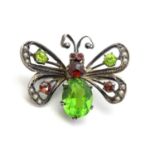 A silver late 19th / early 20thC brooch / clasp formed as a butterfly with articulated wings and set