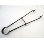 Garden & Architectural, Salvage: a 19thC large pair of fire/log tongs, of cast iron construction