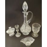 5 assorted lead glass/crystal items, comprising a Victorian rummer, a bud vase, cream jug, an