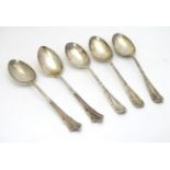 Assorted teaspoons, 2 hallmarked Birmingham 1904 maker Charles Wilkes and 3 Hallmarked Sheffield