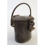 A late 19th / early 20thC miniature metal bucket with a swing handle, hinged clasp and hook to