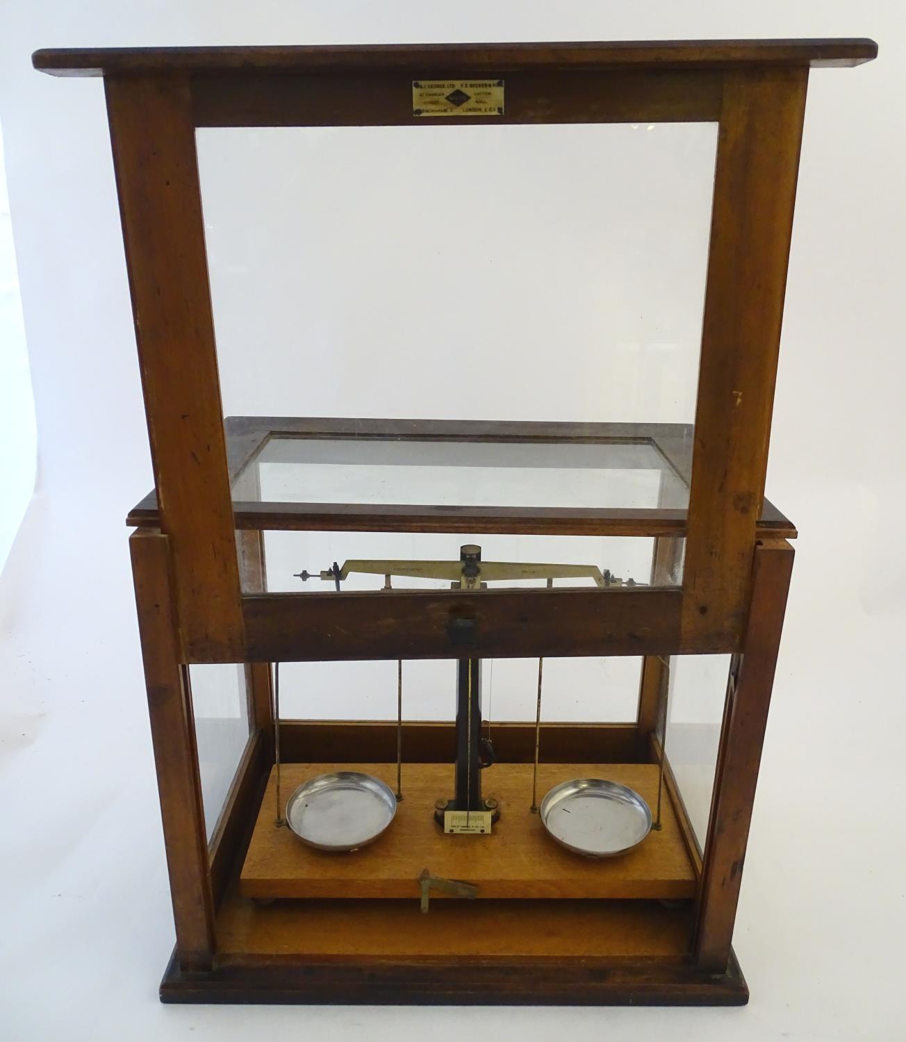 A set of vintage laboratory balance scales by W&J George (Birmingham) and FE Becker & Co (London), - Image 7 of 8