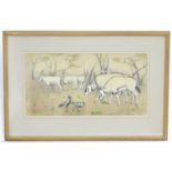Keith Henderson (1883-1982), English School, Watercolour, Beisa Oryx, Kenya, Africa, A landscape