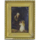 W. Hunter, XIX, Oil on board, An interior scene with a young girl and an elderly lady. Signed
