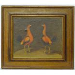 J. Box, XX, Oil on canvas laid on board, A pair of fighting cocks. Signed lower left. Approx. 8" x 9