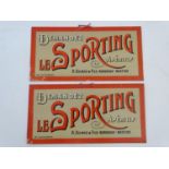 Kitchenalia: two French card advertising boards for 'Le Sporting' aperitif, each 14 1/4" x 7 1/8"