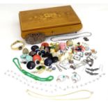 A Sorrento style jewellery box, containing a quantity of assorted costume jewellery, to include