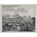 After Pieter Van Der Aa (1659-1733), Three 18thC copper plate engravings, Depicting the towns of