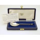 A silver seal top spoon hallmarked London 1977 with Silver jubilee mark maker C J Vander Ltd. Approx
