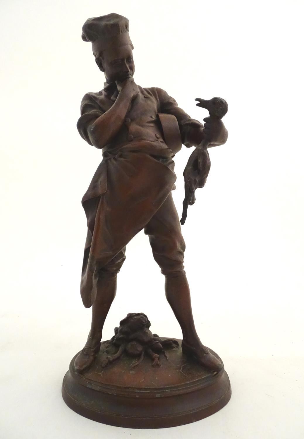 A cold painted spelter figure after Clément Léopold Steiner (1853-1899), The Chef, depicting a