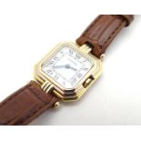 Cartier Paris: a ladies' Ceinture 18ct gold cased wristwatch, of octagonal form with stepped