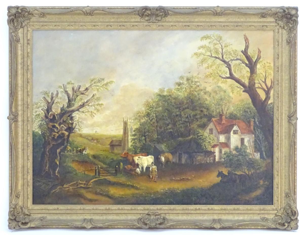 Arthur Reginald Andrews in the manner of John Constable (1776-1837), XX, Oil on board, A farmstead - Image 3 of 6