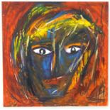 Chieftan Solo, XXI, Oil on board, Two heads are better than one, An abstract composition depicting a
