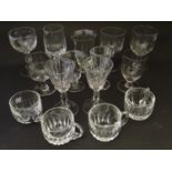Glass: an assortment of 19thC drinking glasses, to include wine, port and sherry glasses together