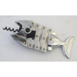 Kitchenalia: a 21stC novelty figural 'Lazy Fish' corkscrew, with sprung concertina 7" long Please