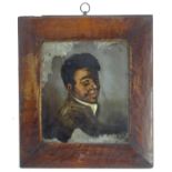 A 19thC reverse glass portrait of a black / negro gentleman. Approx. 7 1/4" x 6 1/2" Please Note -