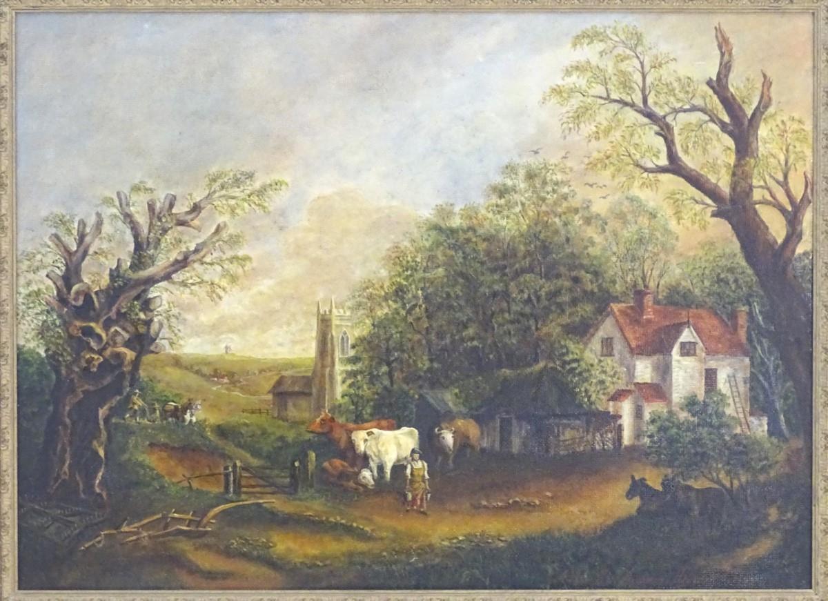 Arthur Reginald Andrews in the manner of John Constable (1776-1837), XX, Oil on board, A farmstead - Image 4 of 6