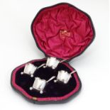 A cased set of four silver salts hallmarked Sheffield 1901 maker Mappin & Webb together with 4